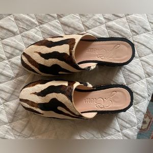 J crew cowhide clogs size 6.